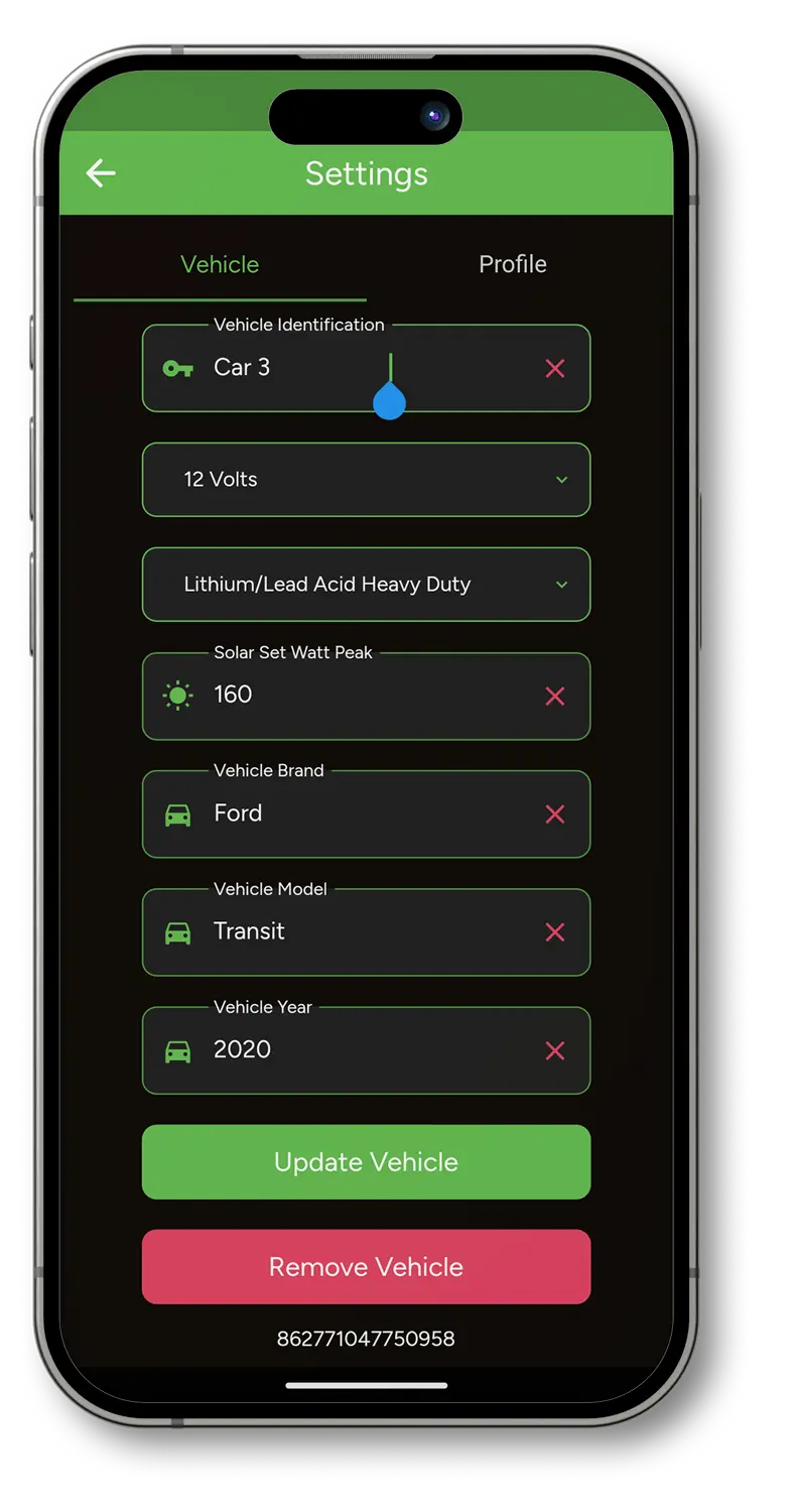 Green Energy app add vehicle