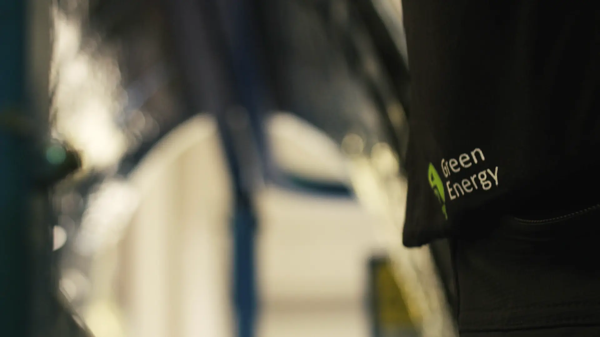 Close up of a sleeve with the Green Energy logo