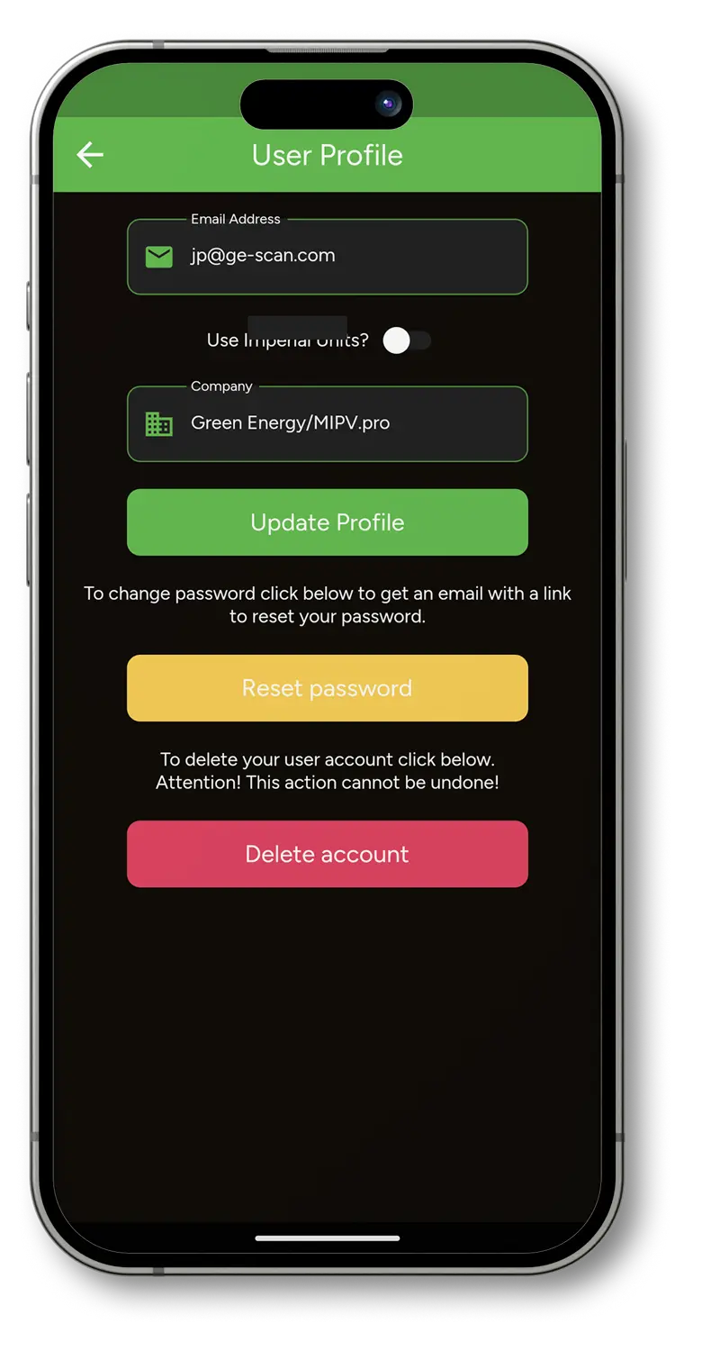 Log in Green Energy app