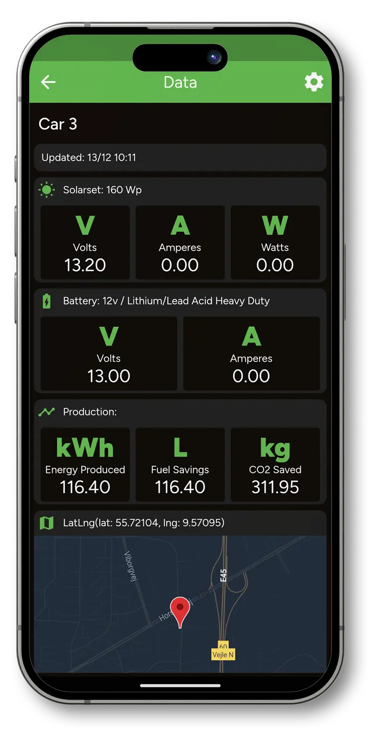 Green Energy app vehicle stats